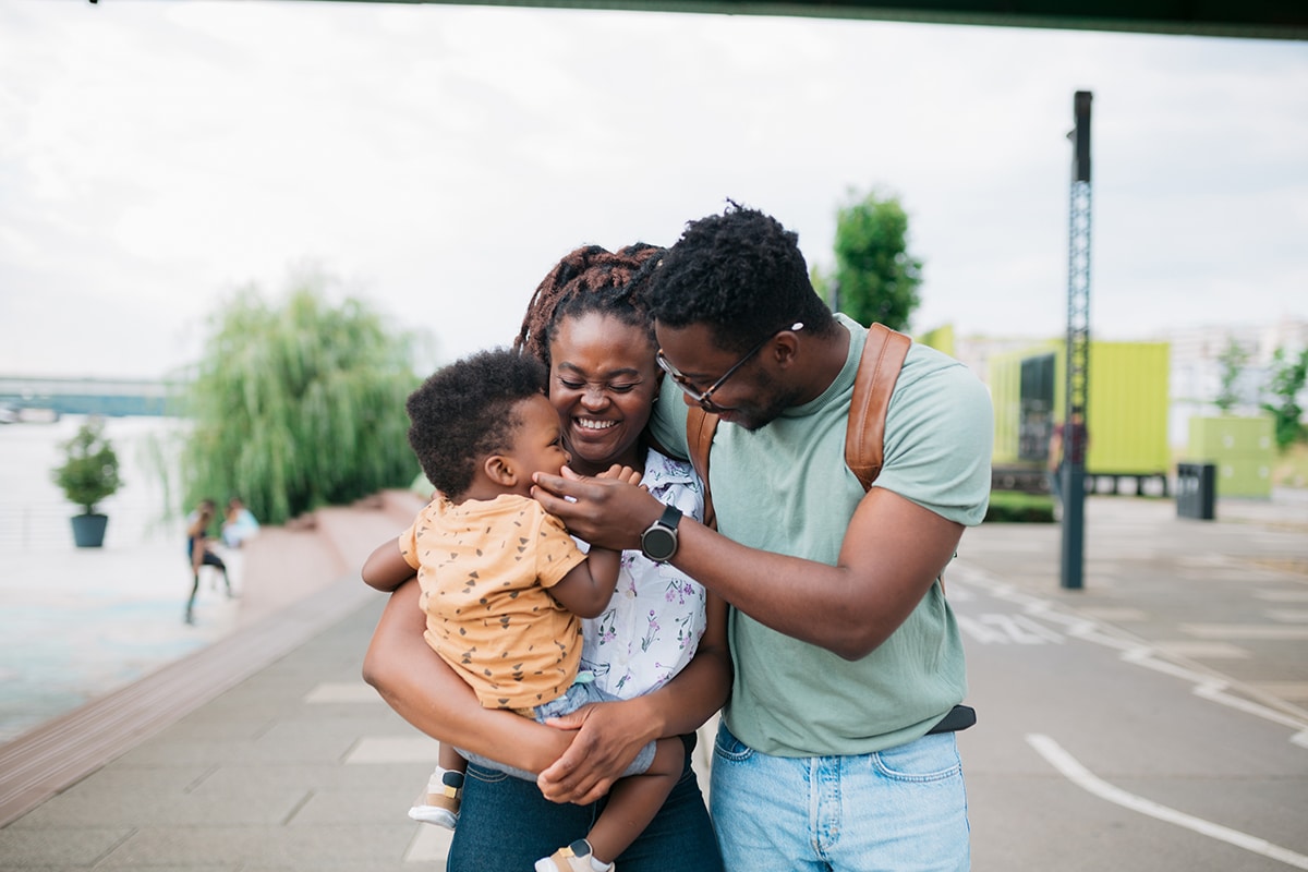 Family going for walk